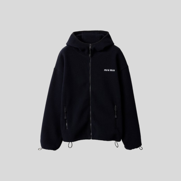 미우미우 코튼 플리스 집업 후드