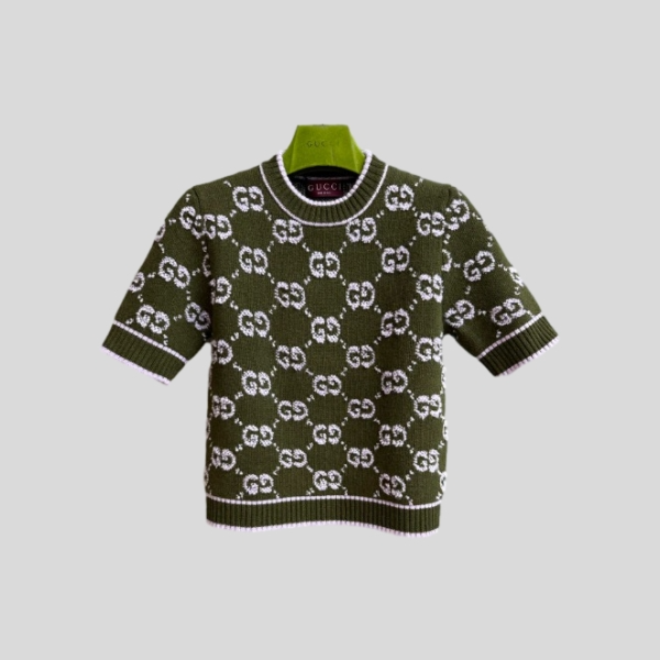 구찌 벨벳 자카드 반팔 니트