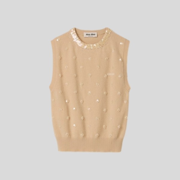 미우미우 자수 장식 캐시미어 베스트