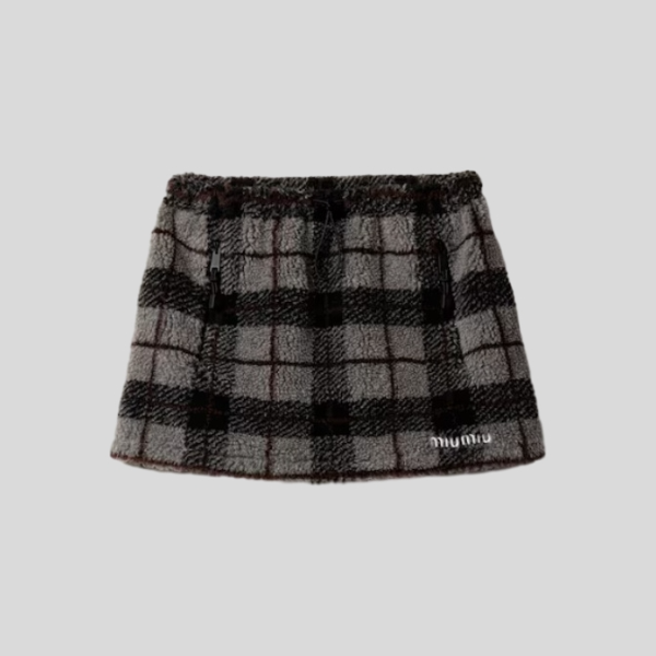 미우미우 체크 테디 미니스커트