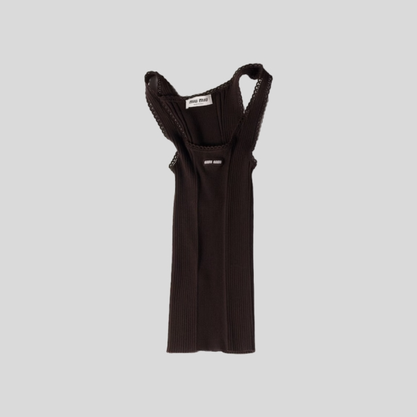 미우미우 립 조직 니트 울 탱크탑