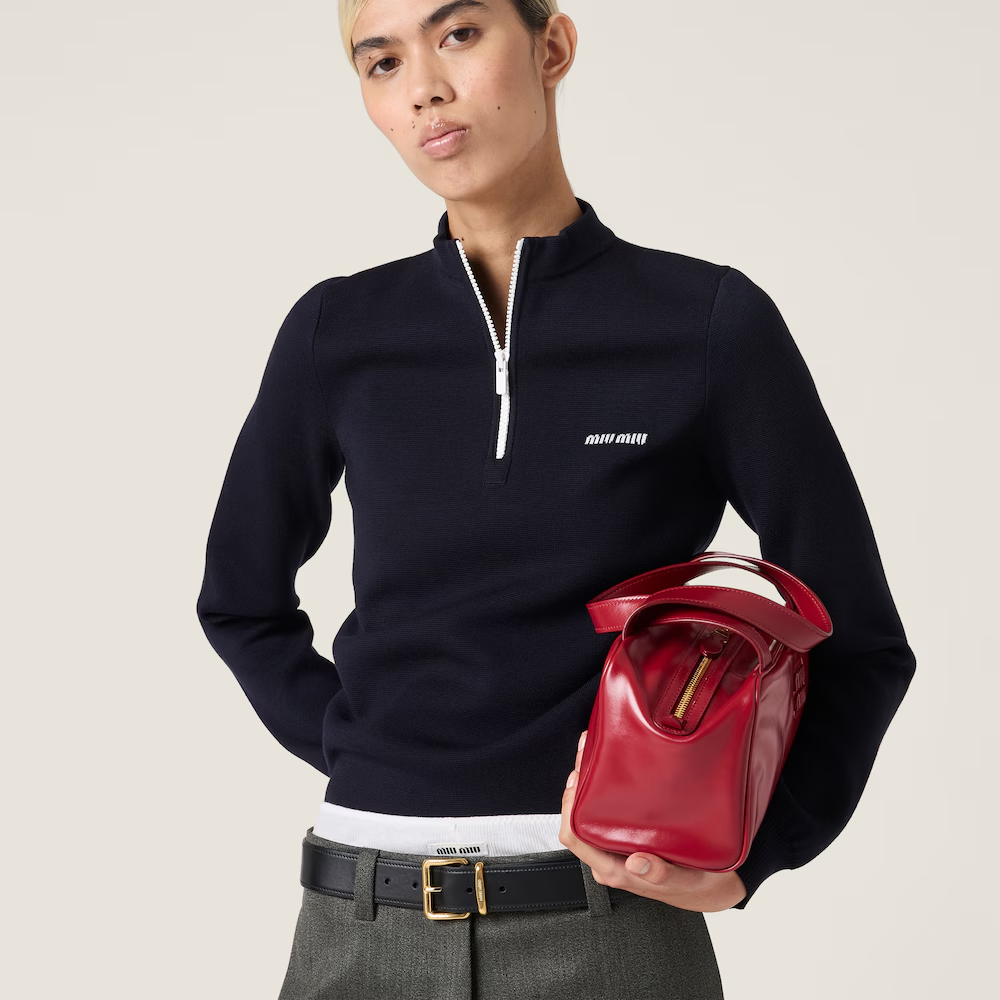 미우미우 울 하프 지퍼 스웨터