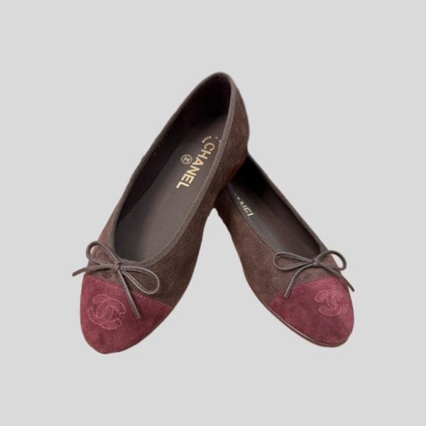 샤넬 스웨이드 발레리나 플렛 슈즈