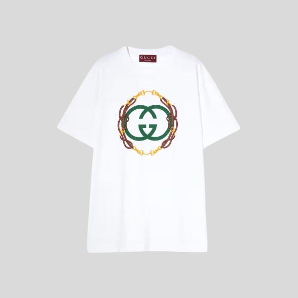 구찌 프린트 디테일의 코튼 저지 티셔츠