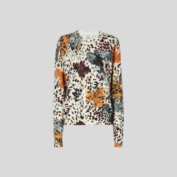 펜디 울 캐시미어 프린트 스웨터