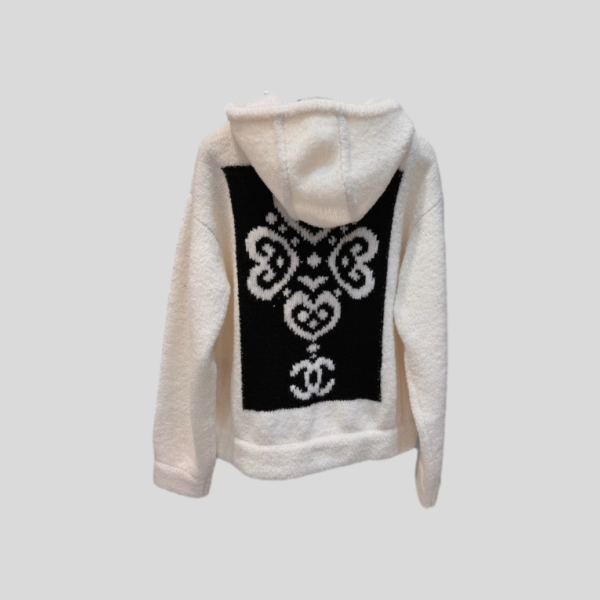 샤넬 후드 시어링 가디건