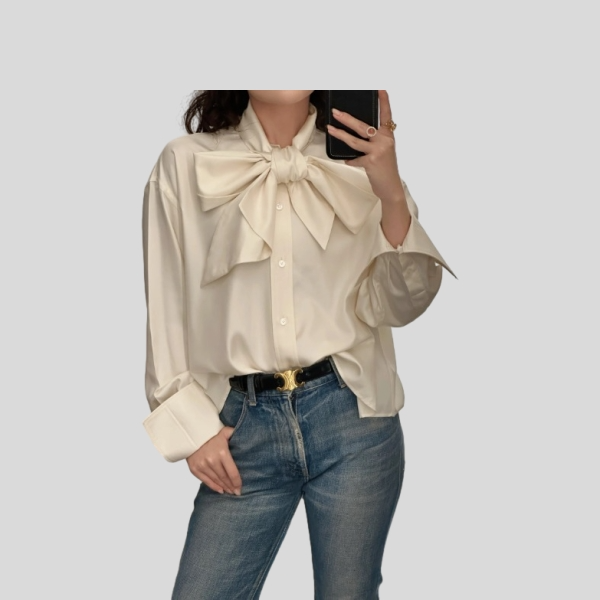 셀린느 보우 맥시 블라우스 실크(2color)