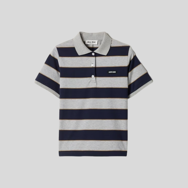 미우미우 스트라이프 저지 폴로 셔츠