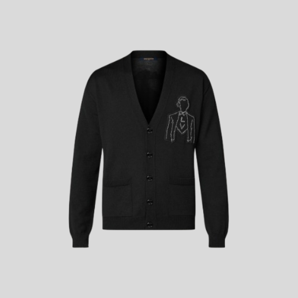 루이비통 비즈 자수로고 울 가디건