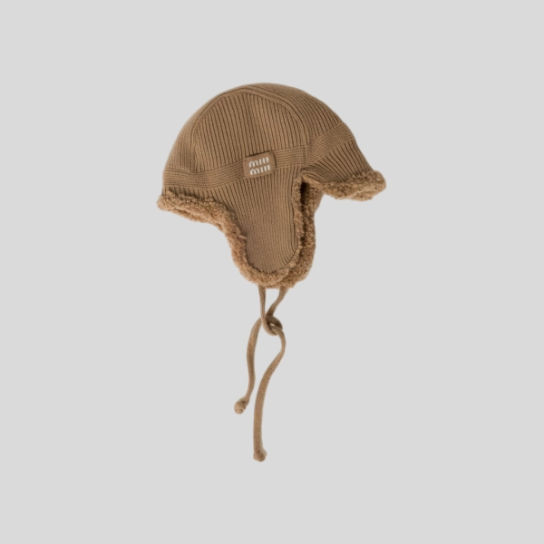 미우미우 울, 캐시미어, 시어링 트래퍼 햇(2color)