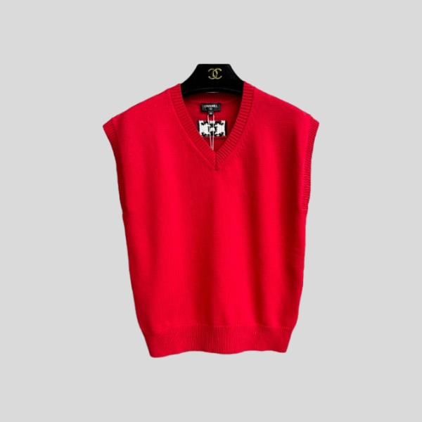 샤넬 브이넥 니트 베스트